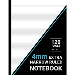 4mm Extra Narrow Ruled Notebook: 4mm Line Spacing, Ultra Narrow Lined Paper, 8.5" x 11", 120 Pages