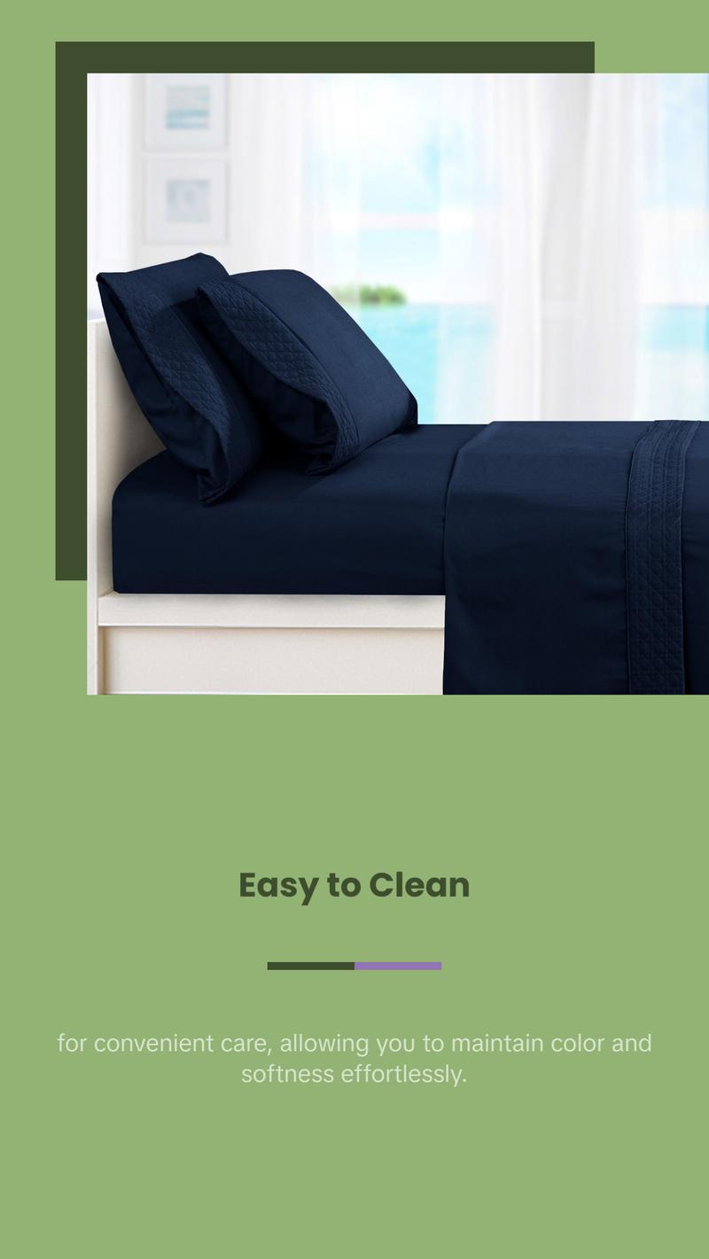 Elegant Comfort Quilted 4-Piece Sheet Set - Premium Hotel Quality with Deep Pocket and Quilted Hem Design Elegant Comfort Quilted 4-Piece Sheet Set - Premium Hotel Quality with Deep Pocket and Quilted Hem Design