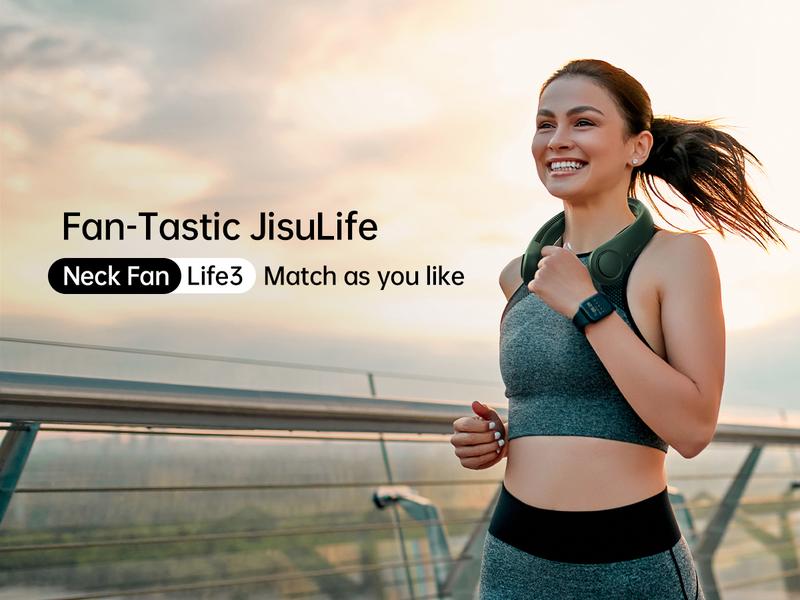 Jisulife Portable Neck Fan Hands Free Bladeless Fan 4000mAh Battery Operated Wearable Personal Fan Rechargeable 3 Speeds Gifts for Women Men Green USB