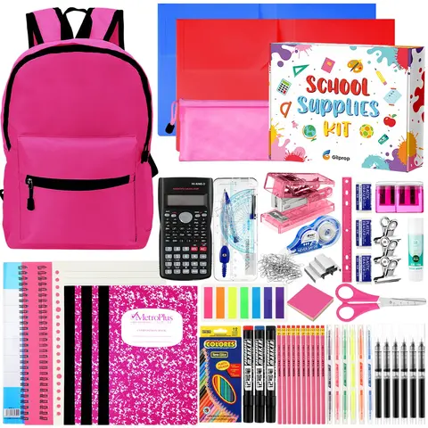 126-Pcs Middle & High School Essentials Kit with 1 Backpack, 1 Bundle, Classroom Supplies, Teaching Supplies, Spiral Notebooks, Gift Box for 7-12 Grade Students, Back-to-School Shopping, Xmas Gifts