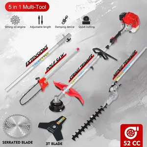 This Is a Versatile 5-In-1 Gasoline Lawn Mower with a 53Cc Engine. It Includes a Grass Trimmer, Pole Saw, Hedge Trimmer, And Cutter. Its Foldable Design Allows for Handheld, Wheeled, Or Mini Lawn Mowing, Making It Perfect for Maintaining Your Lawn