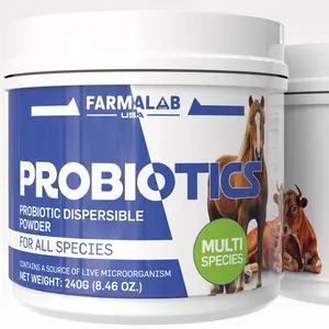 Daily Supplement Farmalab Probiotics Dispersable Powder for All Species Pigs Horses Sheep Goats Dogs Cats Birds Rabbits Chickens 240 gm USA Made Multi-Species Formula Digestive Remedy Poultry Health