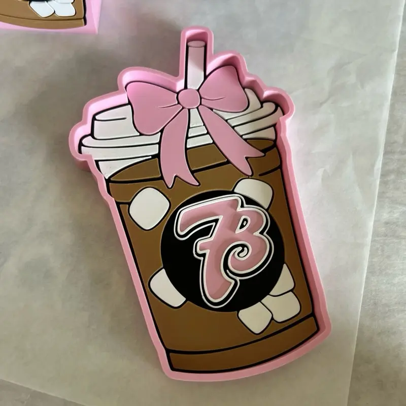Iced coffee with bow trinket tray Iced coffee with bow trinket tray