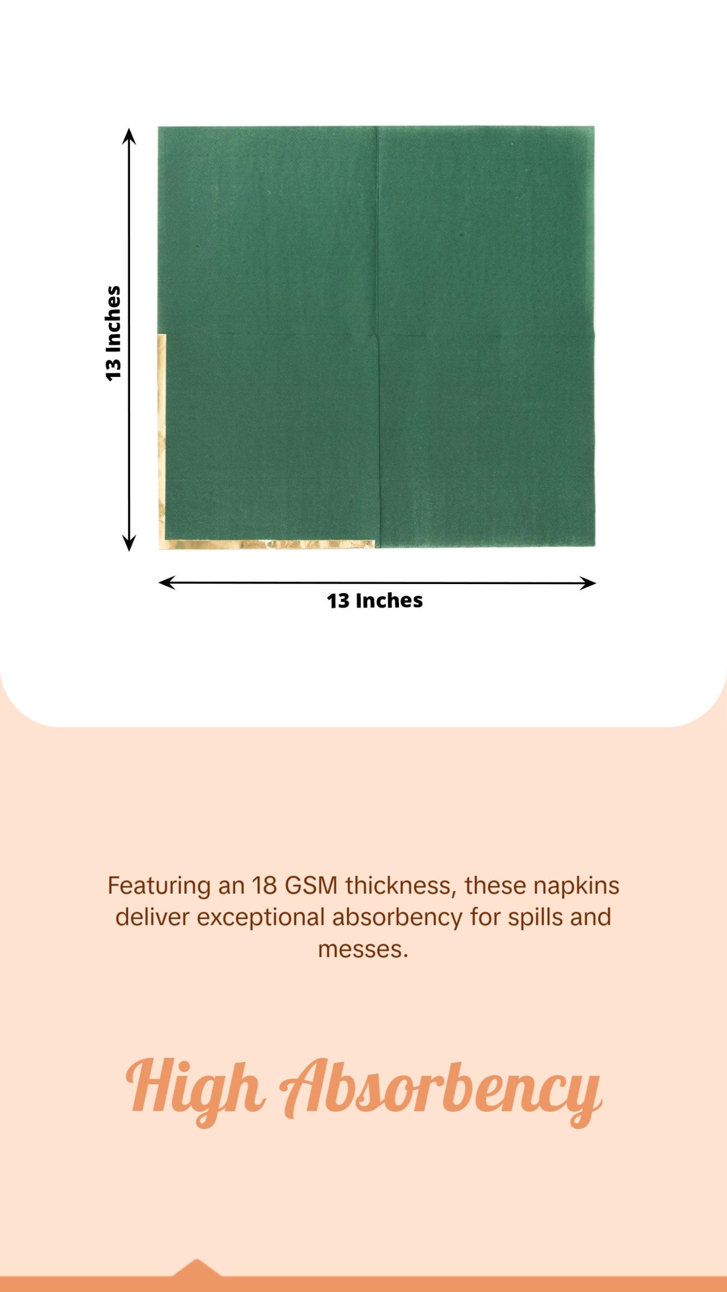 50 Pack 2 Ply Soft Hunter Emerald Green With Gold Foil Edge Dinner Paper Napkins, Wedding Cocktail Beverage Napkins 50 Pack 2 Ply Soft Hunter Emerald Green With Gold Foil Edge Dinner Paper Napkins, Wedding Cocktail Beverage Napkins