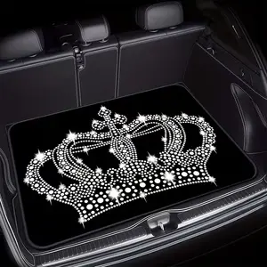 1 piece of car trunk mat - Elegant Crown print, non-slip and scratch-resistant surface, suitable for all cars - Luxury decoration and storage - The ideal gift for  decoration, travel necessities, decorative car accessories durable anti-sli seat floor pink