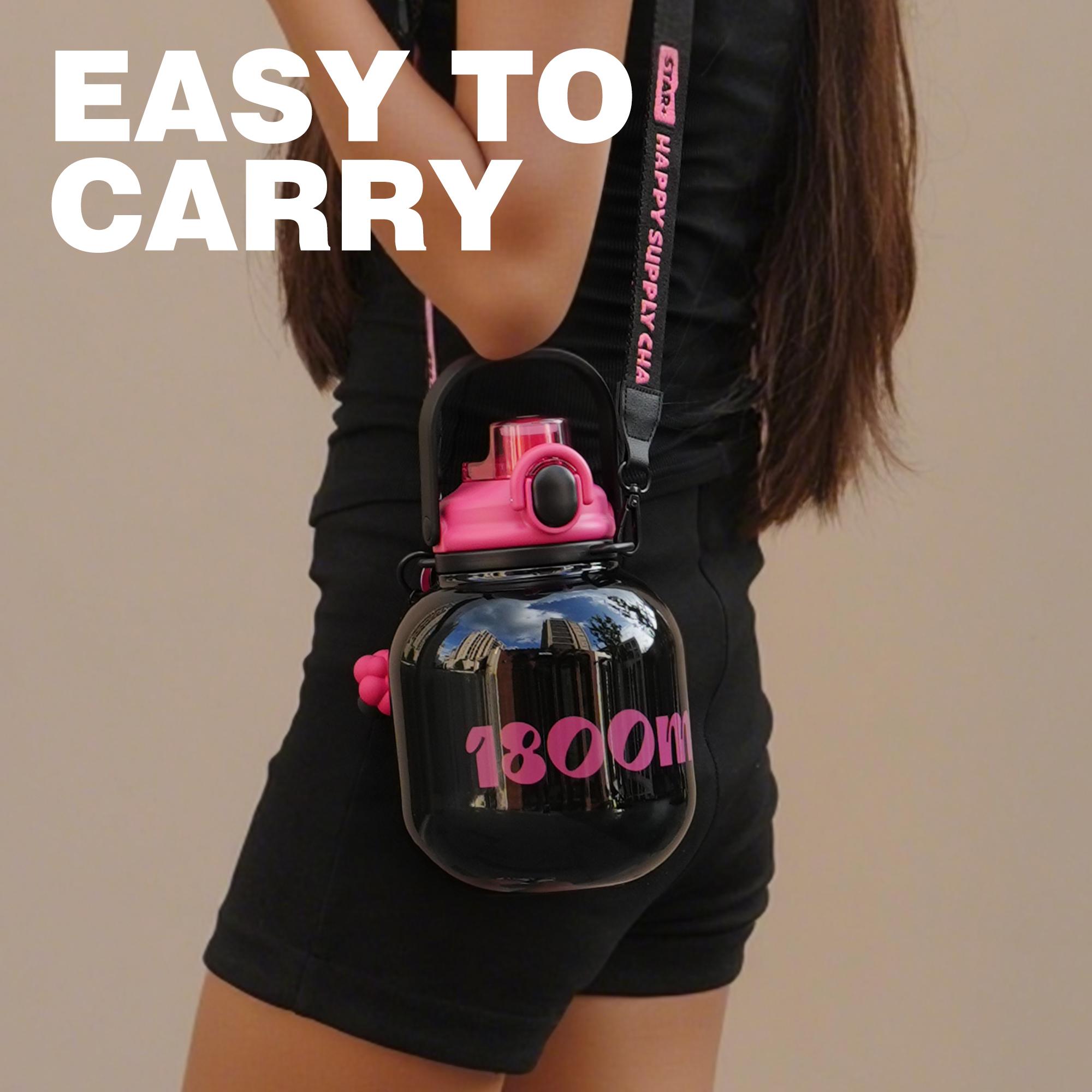 Sidagar 60oz Big Water Bottle for Women, S316L Stainless Steel Insulated Tumbler Cup with Straw & Carry Handle, Leak Proof 2-in-1 Water Bottle with Straw & Sip Lid, Large Capacity Cup