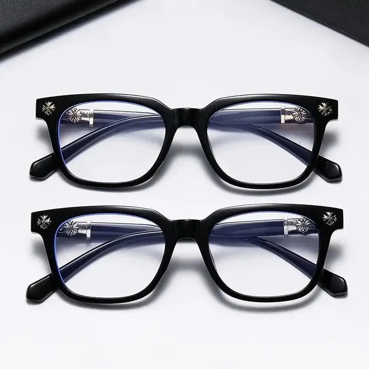 Unisex Anti-Blue Light Glasses - Minimalist Metal Square Frame, Plain Blocking Flat Lens, Casual Wear Party Gift for Screen Users
