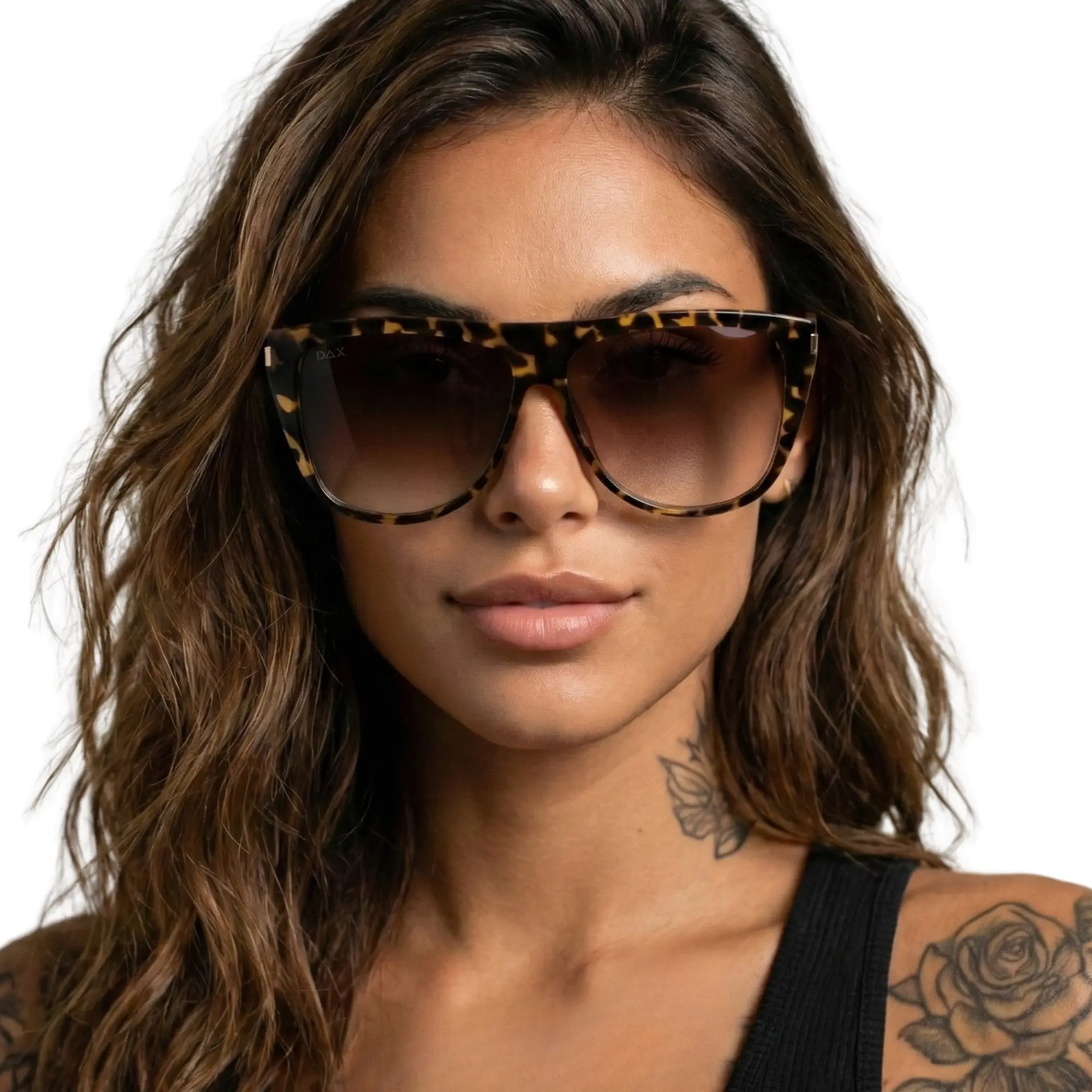 DAX EYEWEAR Ember Oversized Brown Cheetah Animal Print Women's Sunglasses, Polycarbonate Frame, Tangle-Free Hair-Friendly UV Protection Gradient Lenses, Stylish Female Fashion Accessory, Womens Sunglasses, Stylish Accessories