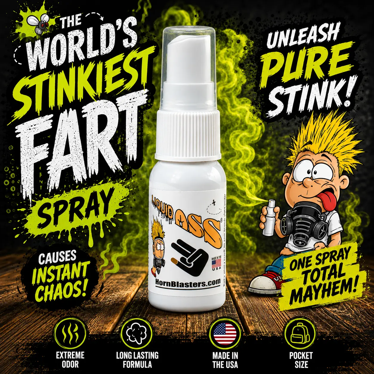 Liquid Ass Fart Spray - Authentic Stink Spray Prank Props, Non-Staining Portable Creative Prank Gag Gift, Realistic Odor for Lasting Humor, Made in USA, Creative Prank Gift