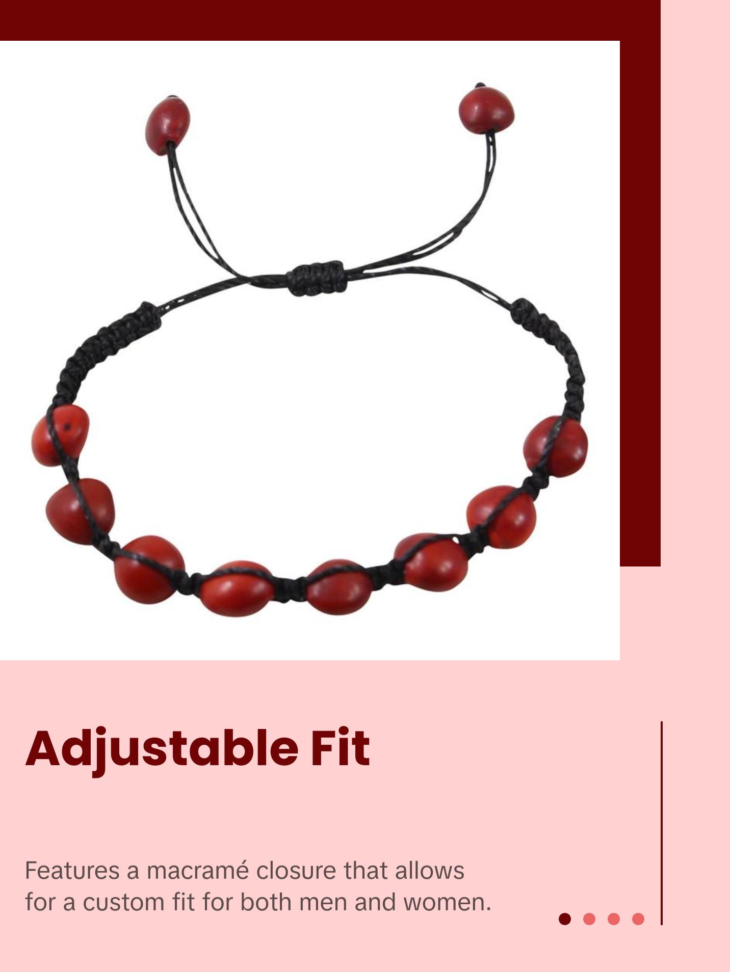 Adjustable Macramé Good Luck Bracelet – Handmade with Huayruro Seeds