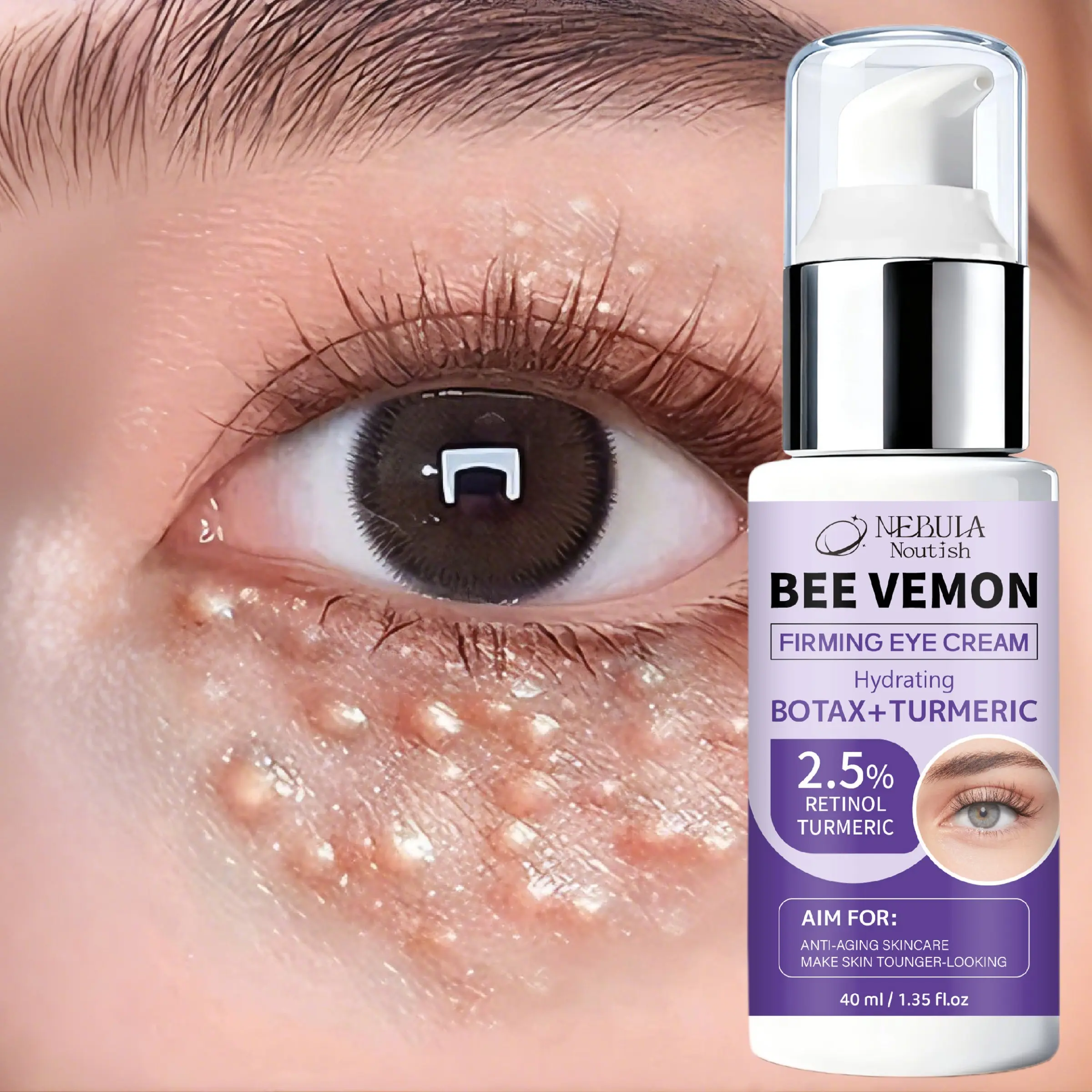 Bee Venom & Hyaluronic Acid Intensive Eye Cream, Smooths the Look of Fine Lines, Visibly Firms & Reduces Appearance of Dark Circles, Hydrates Sensitive Skin, for Early Signs of Aging
