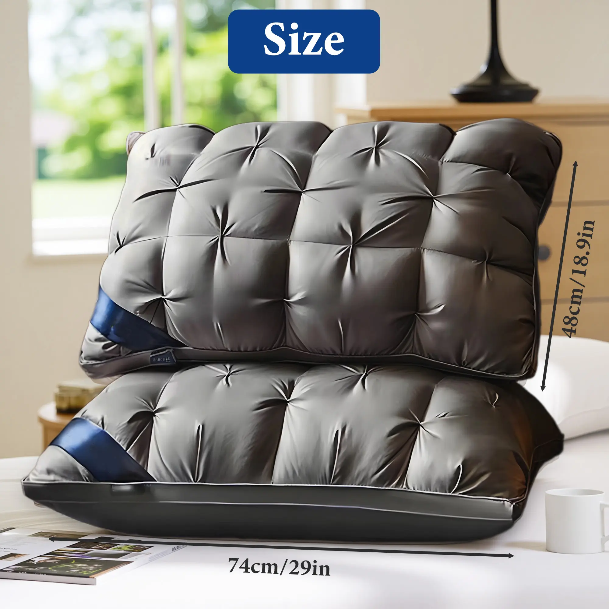 【Summervibes】Raybee Luxury 5-Star Hotel Quality Pillows For Queen Size, Neck Support Pillows In Full,Ultra-Soft Cooling Pillows for Your Bed,Sofa,Couches ,Fluffy Pillows for Neck Pain,Couple pillow,Ideal Gift
