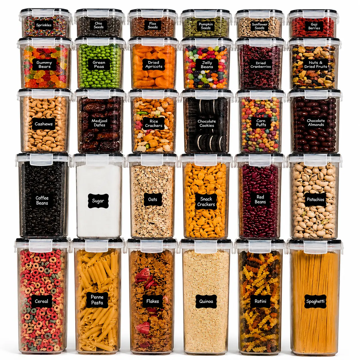30/15/7 PCS Airtight Food Storage Containers  Keep Your Kitchen Organized with Labels, Marker Leak-Proof, BPA-Free Containers for Cereal, Flour, Sugar & More