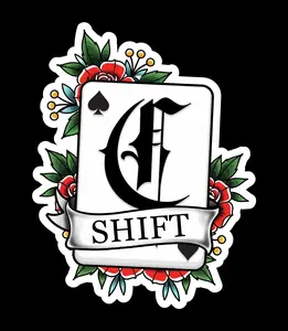 Firefighter C Shift Playing Card with Flowers Sticker - Includes two 2.5" Stickers