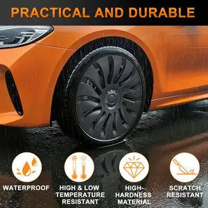 Nilight Wheel Cover Hubcaps 19 Inch for Tesla Model Y Accessories 2021 2022 2023 2024 Tesla Model Y Gemini 19 Inch Hub Caps Set of 4 Rim Protector Wheel Covers Replacement Uberturbine Style Matt Black