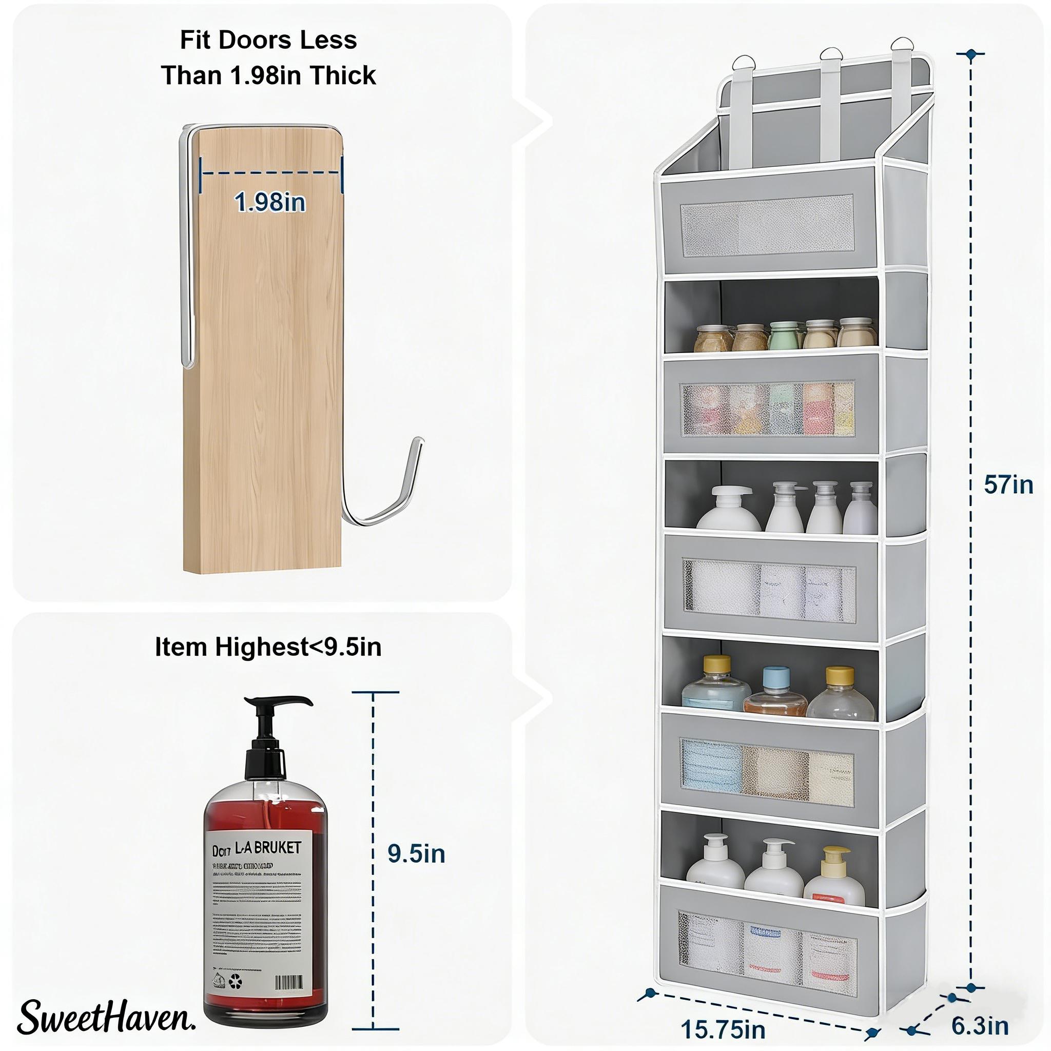 SweetHaven Door Hanging Storage Rack with 5+5 Pockets for Everyday Storage 5 Large Clear & Mesh Side Pockets for Bedrooms Bathrooms & Food Storage Rooms Grey Organizer Set 10 - 15 Kg Capacity Organizing,storage organization,bedroom storage SweetHaven Door Hanging Storage Rack with 5+5 Pockets for Everyday Storage 5 Large Clear & Mesh Side Pockets for Bedrooms Bathrooms & Food Storage Rooms Grey Organizer Set 10 - 15 Kg Capacity Organizing,storage organization,bedroom storage