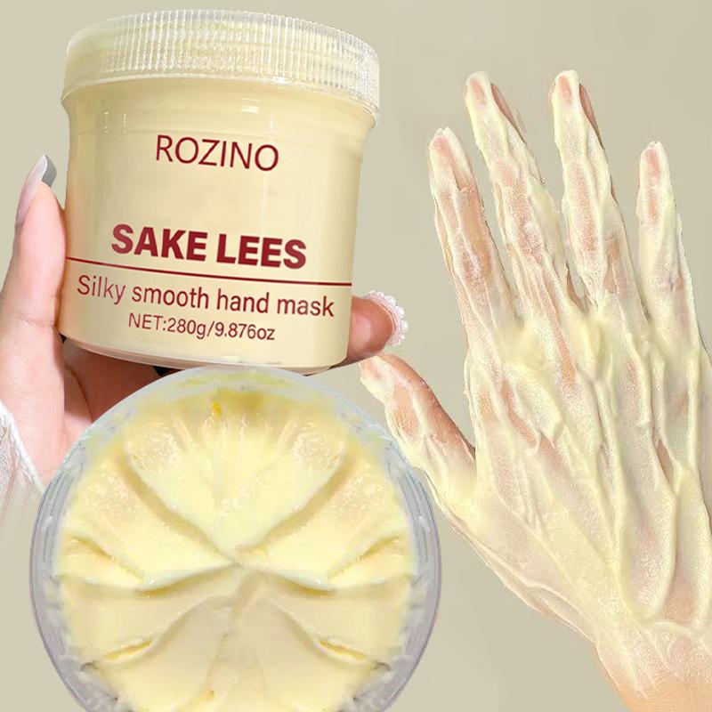 ROZINO Sake Lees Silk Smooth Hand Mask - Intensive Nourishing Moisturizing Silky Finish - 280g/9.876oz - Pampering Experience for Hands Nail Soothing & Hydrating