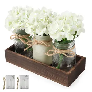 3-Pack Mason Jar Lights Centerpiece Table Decorative Glass Jars for Dining Room – Aesthetic Scene Vases for Home Decor, Wedding Centerpieces, Office Desk – Ornaments for Gifts,Valentines Day Decoration