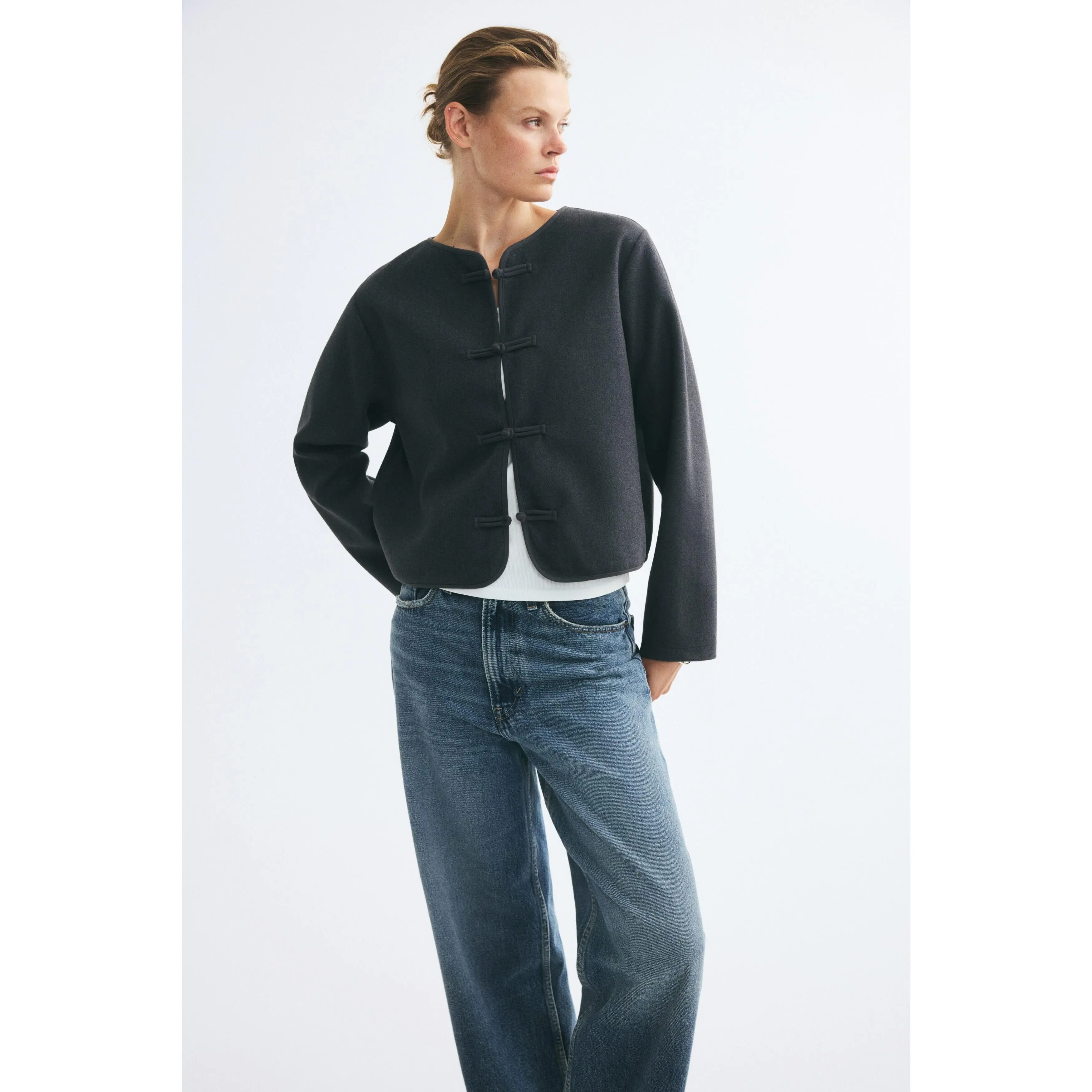 H&M Brushed knot-button jacket