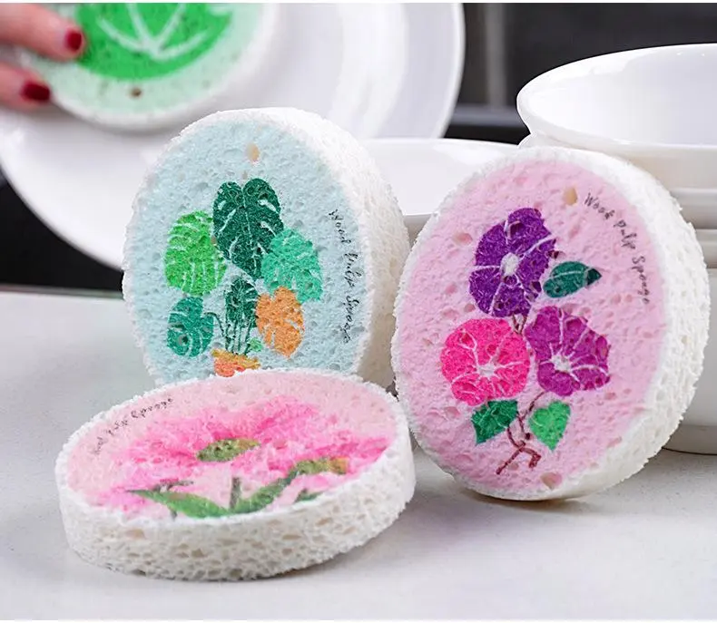 Friendly Wood Pulp Cellulose Scrubber Pads | Scratch-Free, Super Absorbent & Expandable Dish Sponges for Kitchen, Cookware, Sink & Bathroom