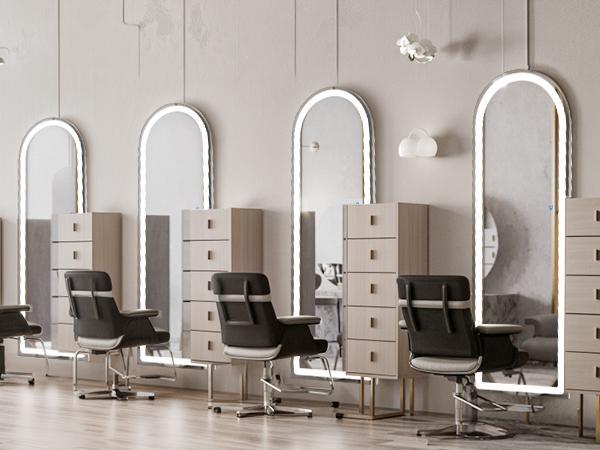 Mirror Full Length Standing with LED Lights, Floor Mirror with Stand, w/Dimming & 3 Color Lighting, Wall Mirror Aluminum Alloy Decor