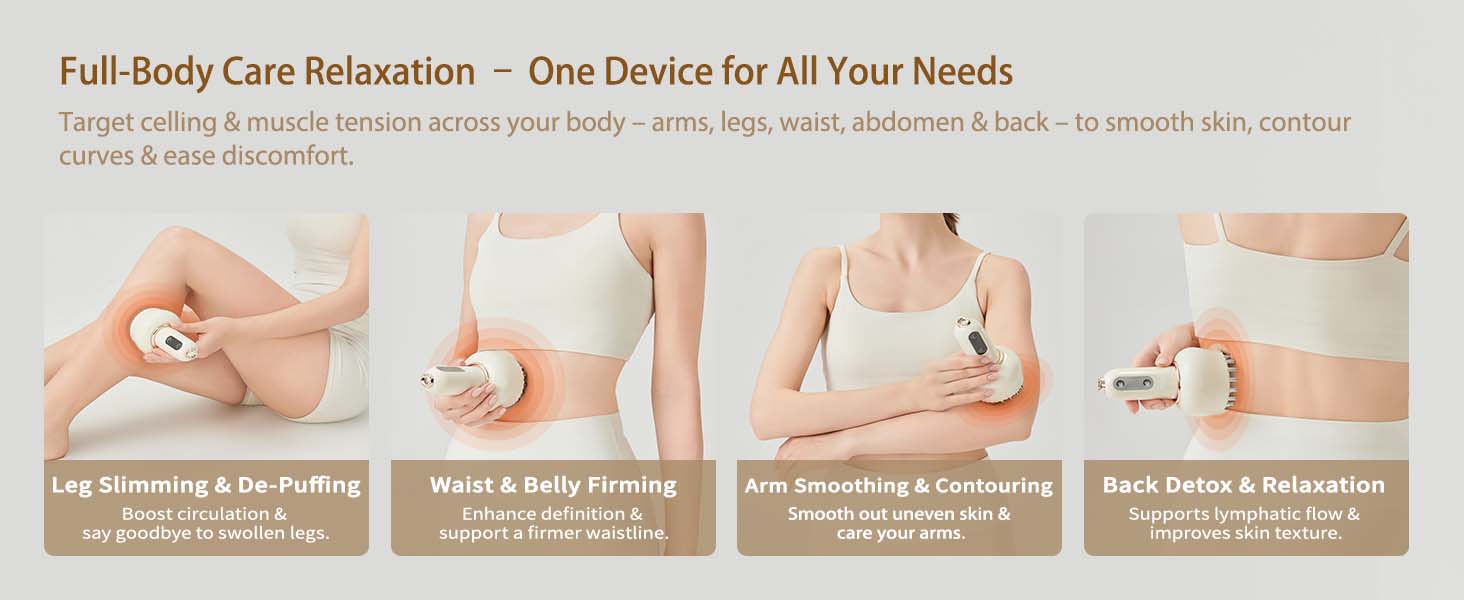 【TikTokShopBlackFriday】Handheld Massager for Full Body Relaxation & Lymphatic Support - Soothe Legs, Arms & Belly with Heat, Vibration, Microcurrent & Light Therapy to Revitalize Circulation, Portable Gift