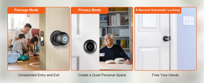 VEVOR Smart Door Knob, TikTokShopBlackFriday, Biometric Door Lock Bluetooth Smart Lock, Fingerprint Smart Lock with APP Control, Easy Installation Door Lock, for Home Bedrooms, Cloakroom, Hotels, Apartments Offices