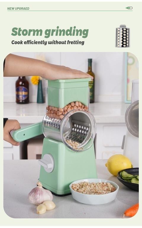 ONAIL Rotary Cheese Grater with Handle, 5+1 Six Well-Designed Blades, Strong Suctuon Cup Base, Kitchen Springtok Utensils Springtok