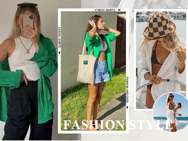 Womenswear Basic Casual Button Down Long Sleeve Shirt with Textured Collar and Pocket Minimalist Collared Blouse for Summer