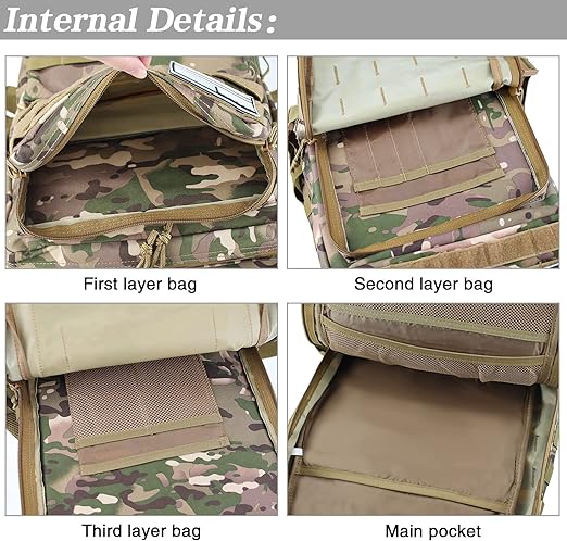 45L Military Tactical Backpack for Men and Women with Molle System and USA Flag Patch
