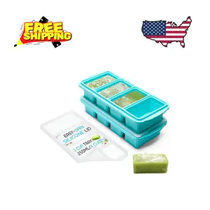 Silicone Freezer Tray With Lid - Soup Freezer Container molds - Large Ice Cube Tray