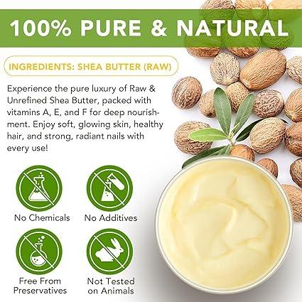 Shea Butter, Shea Butter Raw Organic, Soothes, Nourishes and Softens Dry Skin, Raw & Undefined Shea Butter Suitable for All Skin Types-7.8 oz