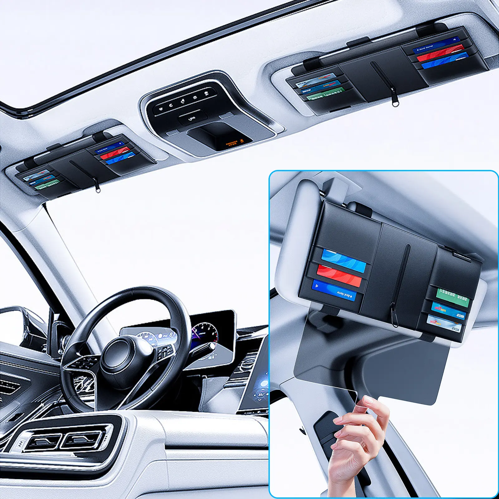Canvcle 2in1 Pocket Organizer Card Sleeve & Glare Guard Polarized Car Visor  with Zipper Slider for Sun Blocker Anti-Glare Windshield Shield Blocks UV  Rays for Cars SUV - TikTok Shop