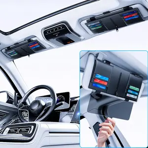 Canvcle 2in1 Pocket Organizer Card Sleeve & Glare Guard Polarized Car Visor with Zipper Slider for Sun Blocker Anti-Glare Windshield Shield Blocks UV Rays for Cars SUV