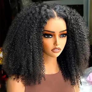 Afro Kinky Curly Glueless Wig Human Hair Ready To Wear And Go 6x4 HD Lace Closure Wigs For Black Women Pre Plucked Brazilian 3 IN 1 Flip Over Half Wig 200% Density Beginner Friendly Coriiana Beauty Hair