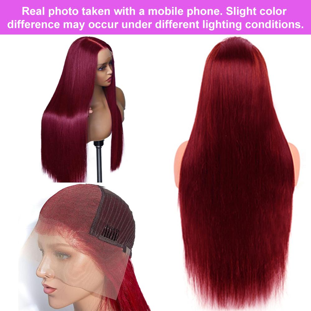Cute Bein 99J Burgundy Lace Front Wigs Human Hair 180% Density 13X6 HD Lace Frontal Human Hair Wigs For Woman 99J Body Wave Wig  Pre Plucked with Baby Hair Red Wine Wigs for Women