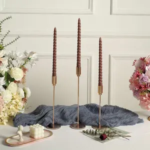 Premium Unscented Mocha Brown Taper Candles, 12-Pack 11" Spiral Design with Long Burn Wick - Home Decor Dinner Candle Sticks