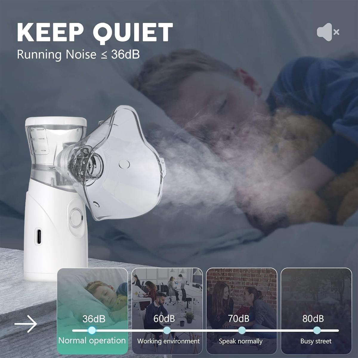 Portable Nebulizer, Nebulizer Machine for Adults and Kids, Handheld Mesh Nebulizer with 2 Adjustable Mode, Quiet Working, Auto-Cleaning, Travel and Household Use