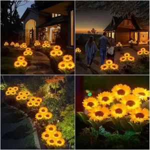 Realistic & Weatherproof 2026 Hot Sale Solar Sunflower IP65 Outdoor Decor Warm White Light 8-12 Hours Working Time Stainless Steel Fabric Plastic Material Perfect Gift for Garden Decor