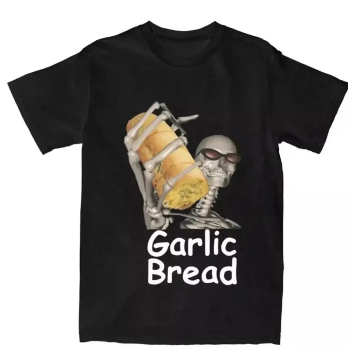 Garlic Bread Skeleton T-Shirt, Funny Meme Graphic Tee, Stupid Humor Shirt, Perfect for Bread Lovers, Quirky Halloween Design, Casual Unisex Top, Gift for Him, Gift for Her,  Meme Shirt  Menswear