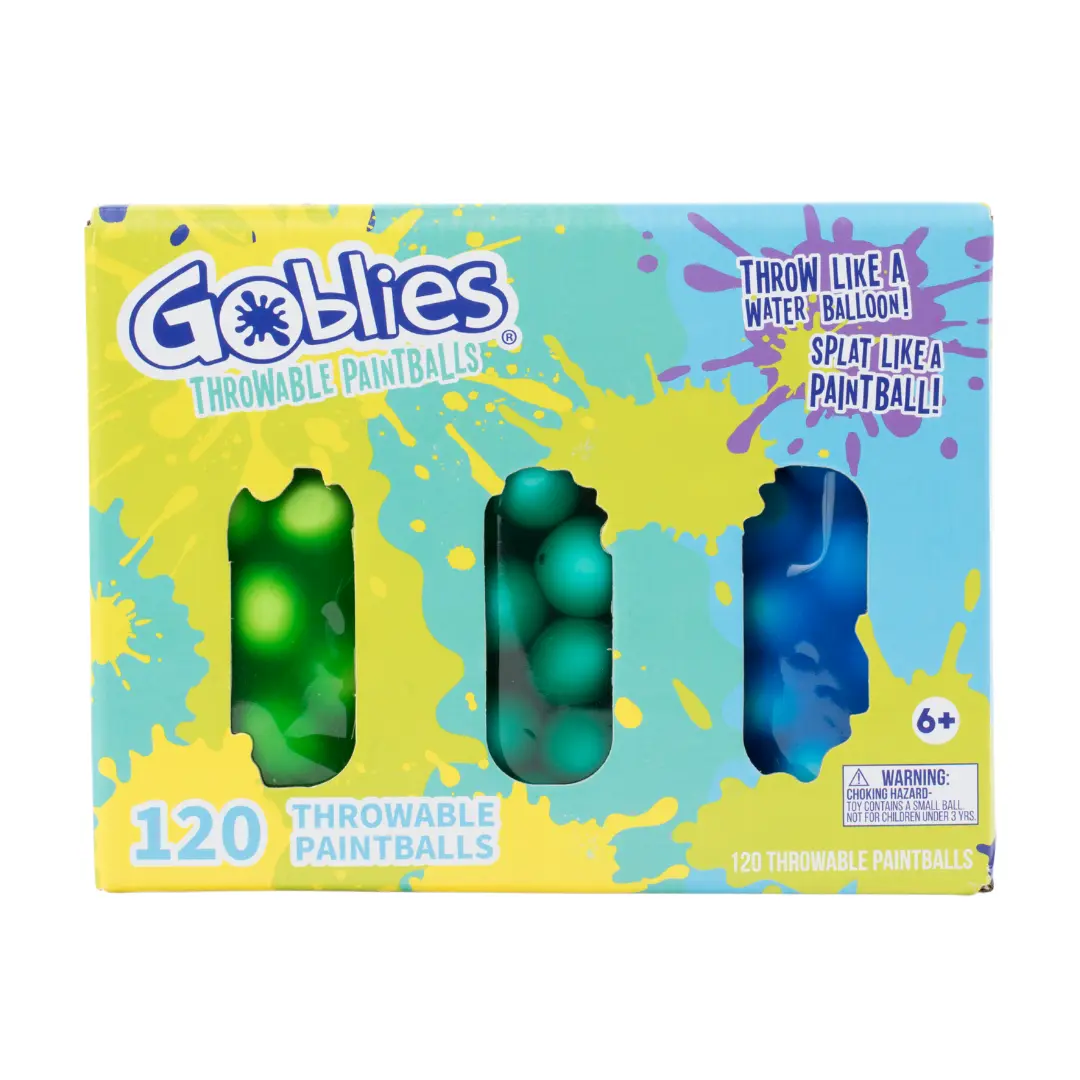 Goblies Throwable Paintballs, 3-Pack Unisex Washable Dye Water Toy for Outdoor Messy Fun