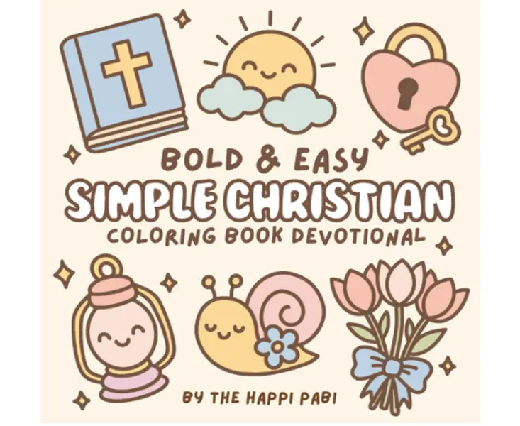 Christian Devotional Adult Coloring Book - English, 8.5x8.5 in Soft Cover, Single-Sided Pages, 45 Unique Illustrations, Cute Bold Designs, Bible Verses, Peaceful Coloring for Rest & Reflection (Ideal for Adults)