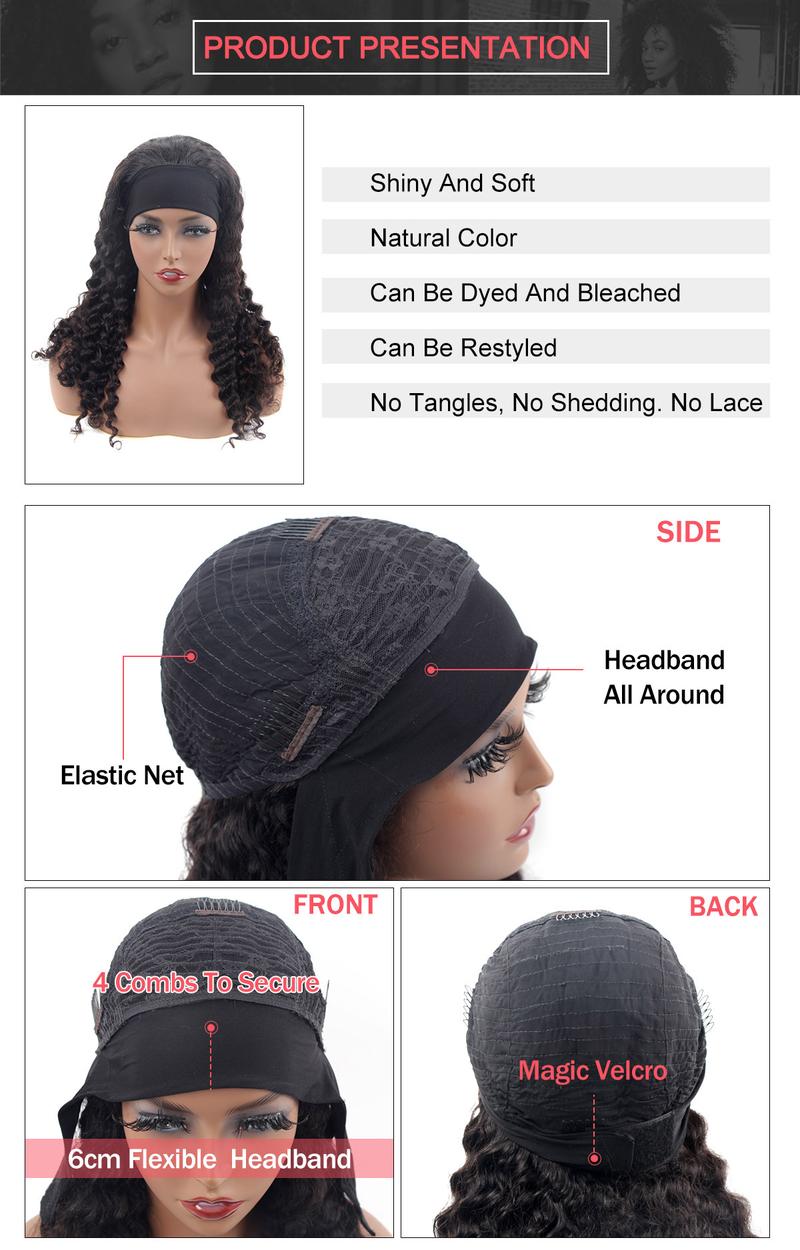 【28‘’ Only $221】ISEE Straight & Deep Curly Headband Wigs Human Brazilian Virgin Hair Glueless Wigs No Lace Outdoorfun#TikTokShopHolidayHaul