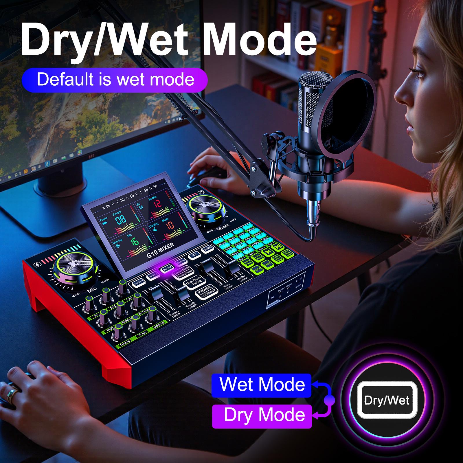 Tenlamp G10-P15 Cantilever Series Audio Mixer, Live Sound Card with XLR Microphone Connector, Professional Chipset, 48V Phantom Power Supply, One Touch Noise Reduction, One Touch Voice Change for Podcast,Recording,Vocal,Game Voice Tenlamp G10-P15 Cantilever Series Audio Mixer, Live Sound Card with XLR Microphone Connector, Professional Chipset, 48V Phantom Power Supply, One Touch Noise Reduction, One Touch Voice Change for Podcast,Recording,Vocal,Game Voice