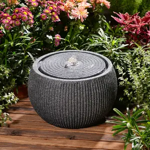Water Fountain Outdoor Zen Tabletop Fountain Garden Water Feature Outdoor Sphere Fountains for Patio, Deck, Yard, Porch, Home Decor,11.8" Lx11.8 Wx11 H Waterfall Fountain
