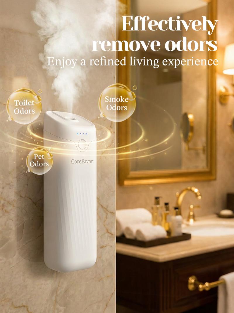 CoreFavor Waterless Essential Oil Diffuser, 4.06fl oz(120ml) Portable Battery Operated Cold Air Aroma Scent Machine, 4 Adjustable Intensity Levels, Quiet Diffuser for Bedroom, Office, Bathroom, Car