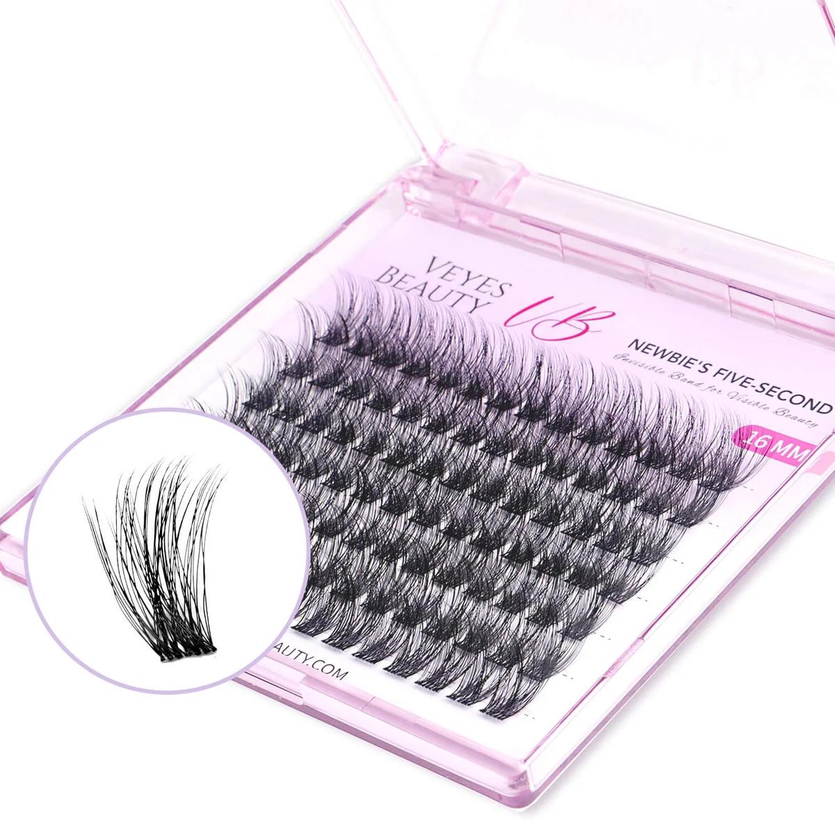 VEYESBEAUTY Dreamy 10mm-18mm Cluster Lash Single Length Refill & Replacement OptionFor Mixed Length Invisible Band Lashes Eyelashes Newbie's Five-Second Volume Wispy Soft Comfortable Mini Tray Makeup Cosmetic for Self Application at Home