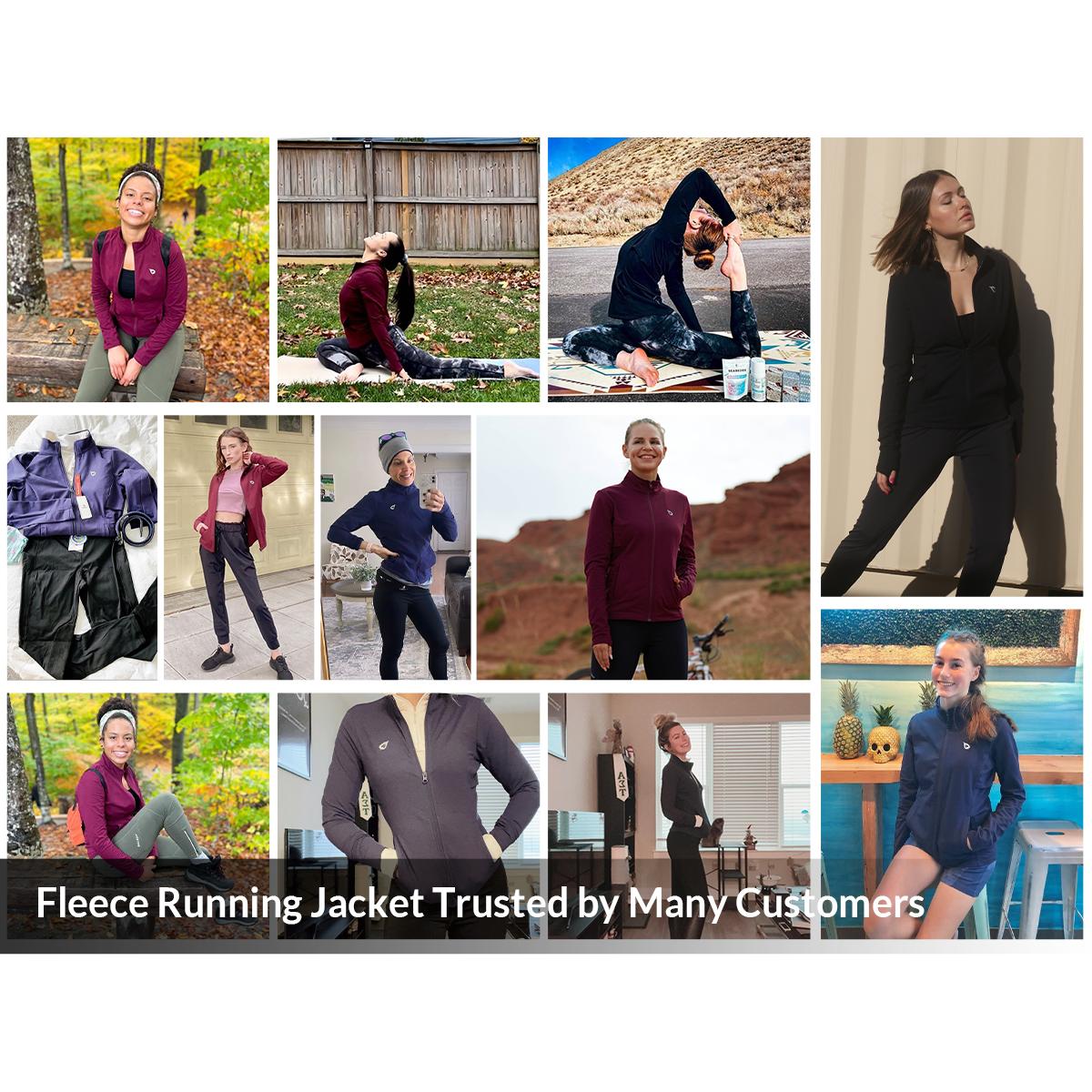 baleaf Women's Fleece Running Jacket Water Resistant Full Zip Winter Cold Weather Gear Thermal Cycling Workout Jackets