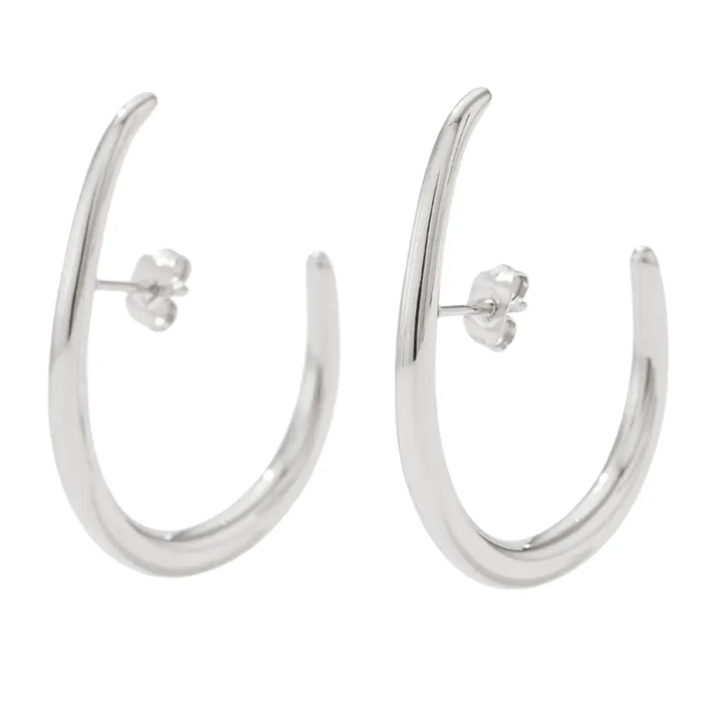 Hooked Hoop Earrings - Pair - 304 Stainless Steel