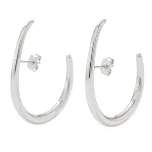Hooked Hoop Earrings - Pair - 304 Stainless Steel